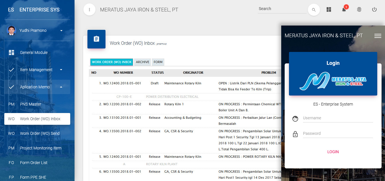 Work Order & Logistic System